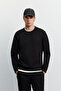 Men's Black Crew Neck Easy-Iron Regular Fit Sweatshirt B001035