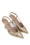 Women's Genuine Leather Gold Heeled Shoes - 2