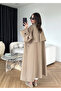 Camel Lucky Button Detailed Oversize Trench Coat-9476 - 4
