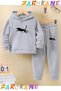 Cheetah Animal Print Winter Children's Hooded Cotton Lined Tracksuit Set (Bottom Sweatpants with Pockets)
