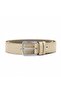 Boy's Light Beige Flat Belt - Faux Leather Classic Belt with Metal Buckle - 5