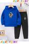 Astronaut Printed Unisex Winter Children's Hooded Cotton Insulated Tracksuit Set (Bottom Tracksuit with Pockets)