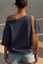 Kayık Neck Short Sleeve College Printed Relaxed Fit T-Shirt - 3