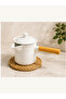Ceramic Coffee Pot with Wooden Handle and Lid, White | Wooden Handle, Includes Lid - 2