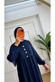 فستان إسلامي مطرز باللون الأزرق الداكن - 2