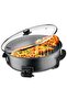 R-5405 Electric Pizza Pan 1500W, Large Capacity Non-Stick Cooking Pan with Tempered Glass Lid, Adjustable Temperature Control, Easy-Clean Surface, Multi-Purpose Electric Skillet for Pizza, Frying, - 2