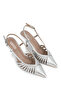 Women's Genuine Leather Gray Heeled Shoes - 2