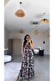 Brown Tie-Dye Patterned Tulle Long Dress - 4