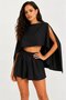 Black Cape Detailed Shorts Set - 3