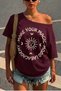 Kayık Neck Short Sleeve College Printed Relaxed Fit T-Shirt - 2