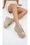 Beige Lace-Up High Sole Skin Casual Women's Sneaker Sports Shoes - 2