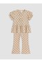 Lcw Baby Beige Polka Dot Flounce Baby Girl Blouse and Leggings
