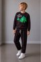Boys' Dinosaur Printed Striped Pants and Top Set - 2
