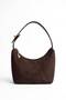 Women's Bitter Brown Suede Handbag and Handbag Stylish Cat Detailed Zippered Medium Size Baguette Bag - 3