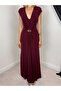 Zero Brochette Detail Maxi Dress Burgundy