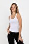 Women's Ribbed Thick Strap Basic White Athlete Blouse - H6159 - 5