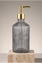 Glassy Decorative Glass Soap Dispenser – Vintage Striped Liquid Soap and Detergent Dispenser with Gold Pump - 21.5 cm X 8 cm - 500 ml - 2
