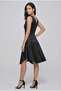 - Black Special Design Dress with Wide Skirt - 3
