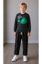 Boys' Dinosaur Printed Striped Pants and Top Set