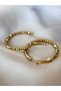 Ring Gold Color Self-Patterned 3.5cm Diameter Stainless Steel Earrings