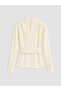Ecru High Collar Gathered Belted Blouse - 2