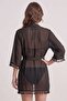 Women's Black Chiffon Tasseled Tunic Pareo - 4