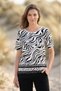 Women's Plus Size Lycra Boat Neck Shoulder Garnished Zebra Pattern Short Sleeve Mom T-Shirt Combed Cotton Blouse - 4