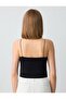 Black Flat Collar Thin Strap Knitted Bralette - 6
