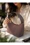 Women's Bitter Brown Suede Handbag and Handbag Stylish Cat Detailed Zippered Medium Size Baguette Bag - 2
