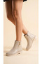 Low Heel Zippered Short Women's Boots with Double Gold Button Detail - 3