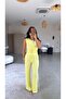 Yellow Bubble Off-Shoulder Blouse and Pants Set - 4