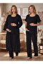 Black Muslin Fabric Soft Textured Cotton Maternity Pajama Set with Breastfeeding Feature, 3-Piece Maternity Pajama Set