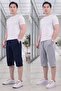 Men's Navy Blue-Grey 2-Piece Casual Above-Knee Capri Shorts - 2