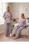New Season Gray Muslin Fabric Double-Breasted Breastfeeding Compatible Design Long Sleeve 100% Cotton Maternity Pajama Set - 7