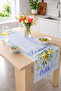 Lemon Written with Lemon and Flower Motifs, Blue and White Striped 40X140Cm Digital Printed Runner Decorative Table Runner - 2