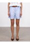 72764 100% Linen Belted Shorts-Blue - 3