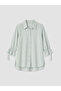 Green Poplin Women's Shirt with Tie at the Sleeve Cuff - 5