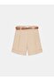 72764 100% Linen Belted Shorts-Light Beige - 5
