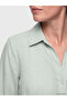 Green Poplin Women's Shirt with Tie at the Sleeve Cuff - 3