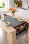 Christmas Bell and Flower Motif Checkerboard Pattern 40X140Cm Digital Printed Runner Decorative Table Runner