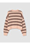 Pink Striped Oversize Women's Knitwear Sweater - 7