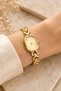 Elegant Women Wristwatch Gold Color Geometric Case Mesh Cord Elegant Women Wristwatch - 4