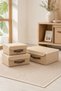 3-Piece Jute Organizer Basket Set with Lid 2m + 1L In-Cabinet Shelf Textile Bathroom Organizer Storage Box