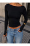 Women's Backless Blouse with Finger Detail - 2