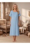 Indigo Muslin Fabric Soft Textured Cotton Maternity Dressing Gown with Nursing Features Nightgown-Dressing Gown Set of 2 - 4