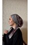 Gray Burgundy Ethnic Pattern Bamboo Scarf Bonnet - 2