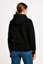 Three thread hooded kangaroo pocket sweatshirt hoodie - black - 2