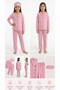 Girls-Boys Striped Heart Polka Dot Patterned Cotton Pajama Set with Eye Patch 3-Piece Set Ak2610 - 2