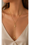 Clover Patterned Gold Stainless Steel Y Necklace