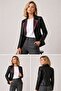 Liora Black Burgundy Women's Double-Sided Genuine Leather Blazer Jacket - 4